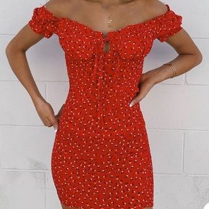 Red Floral Bodycon Dress